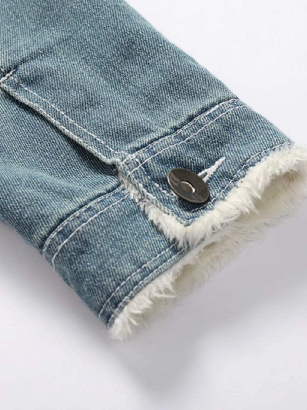 Men's Full Size Faux Fur Collar Denim Jacket Plus Size