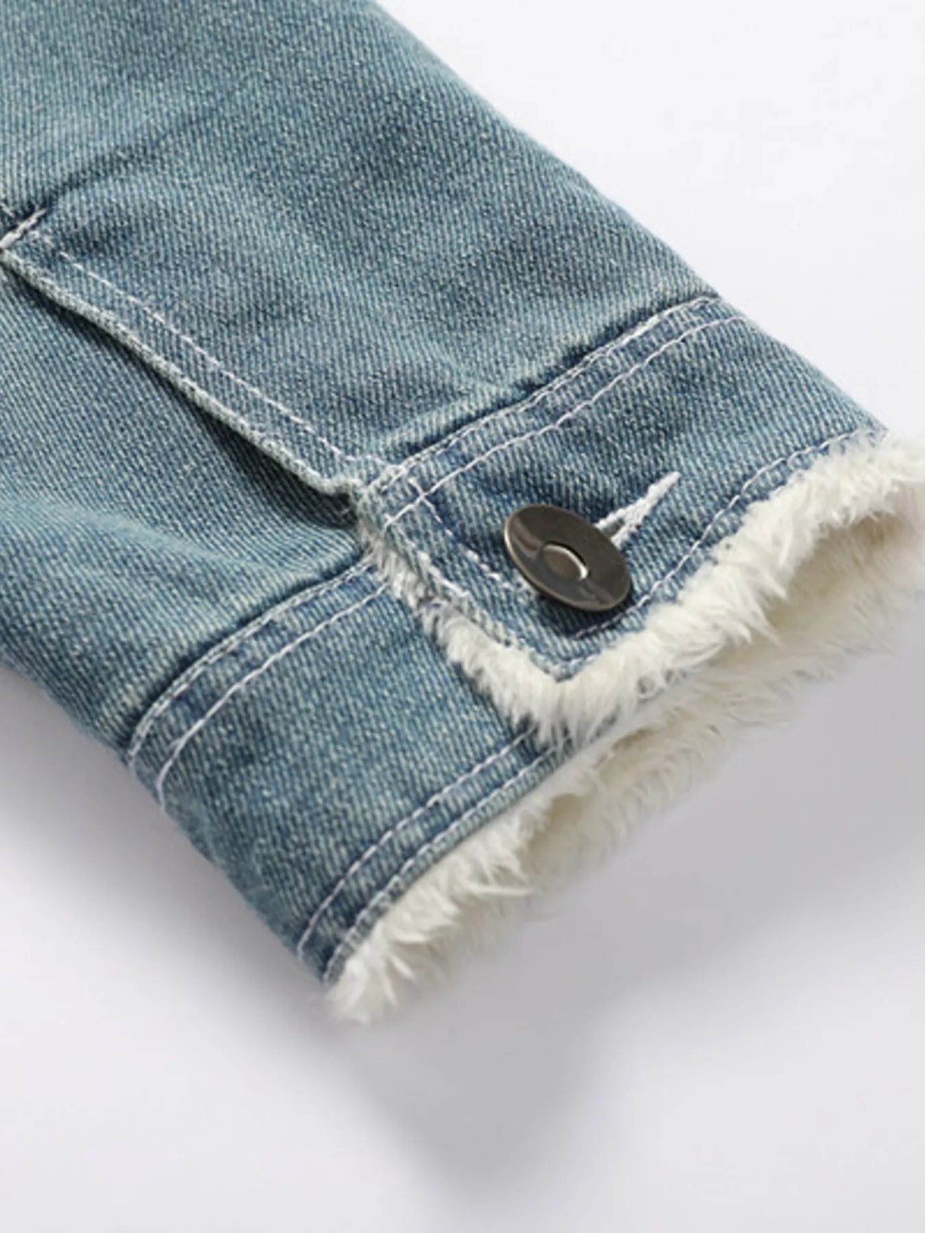 Men's Full Size Faux Fur Collar Denim Jacket Plus Size