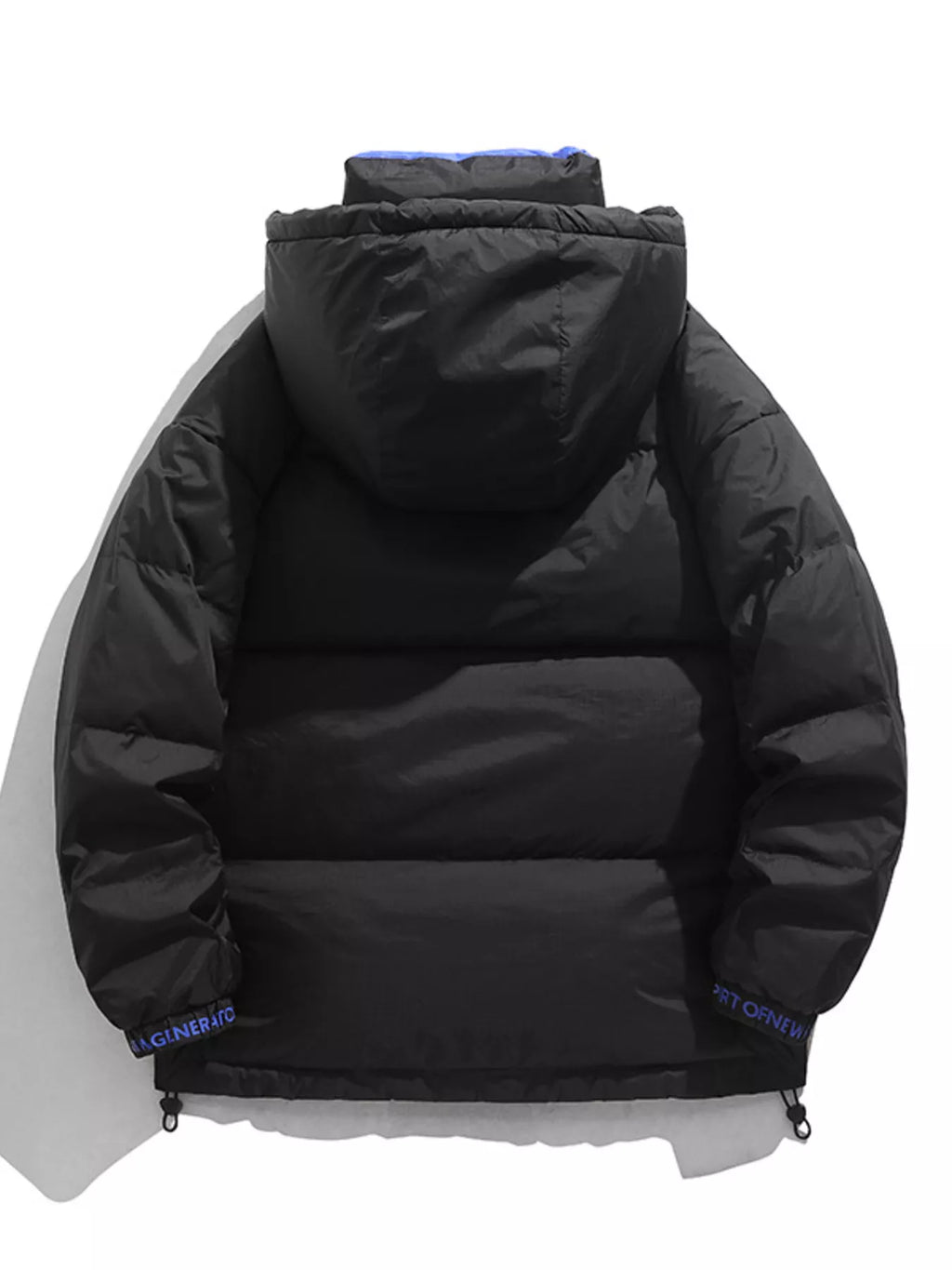 Men's Full Size Contrast Hooded Jacket with Drawstring Hem Plus Size