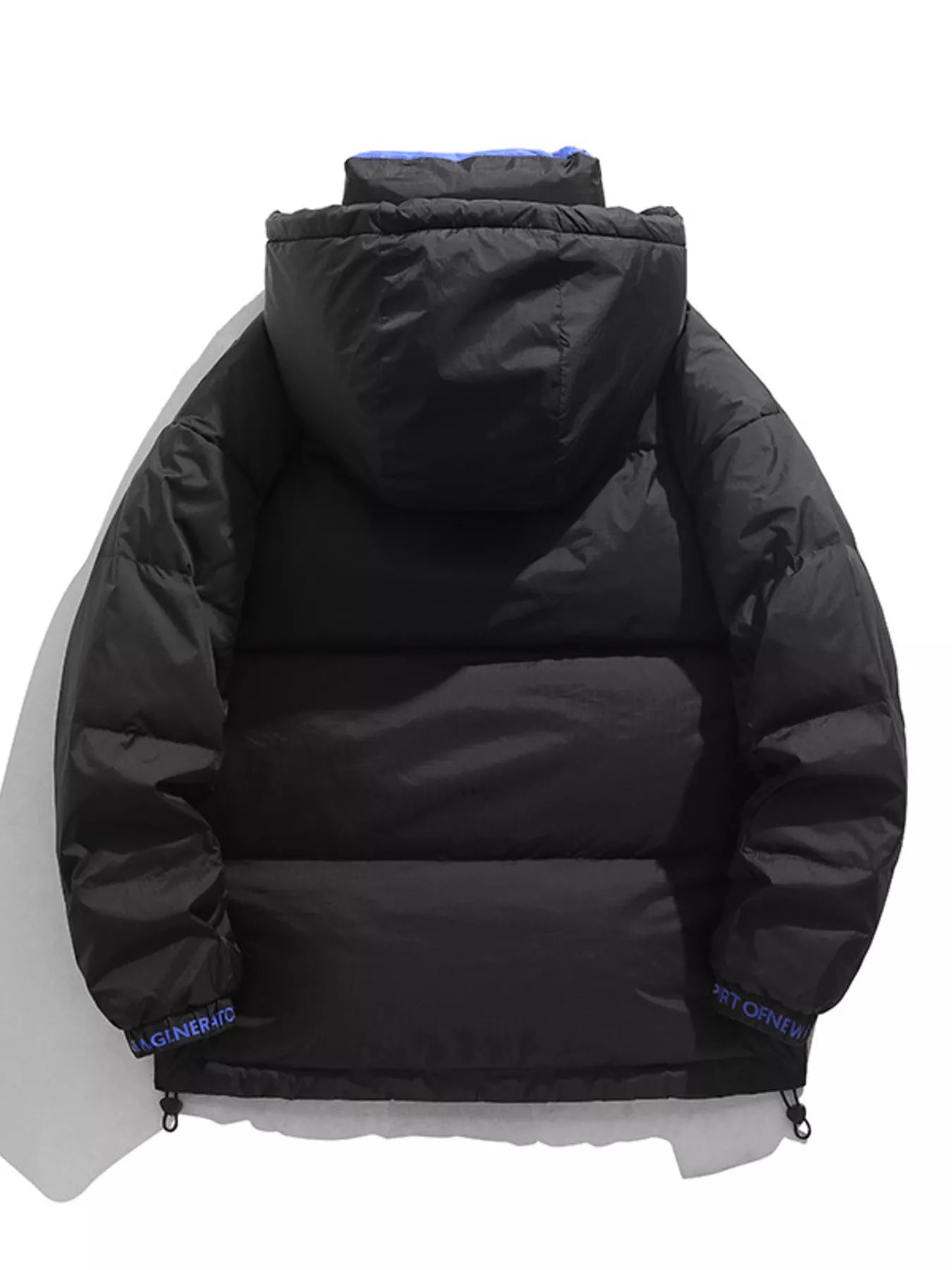 Men's Full Size Contrast Hooded Jacket with Drawstring Hem Plus Size
