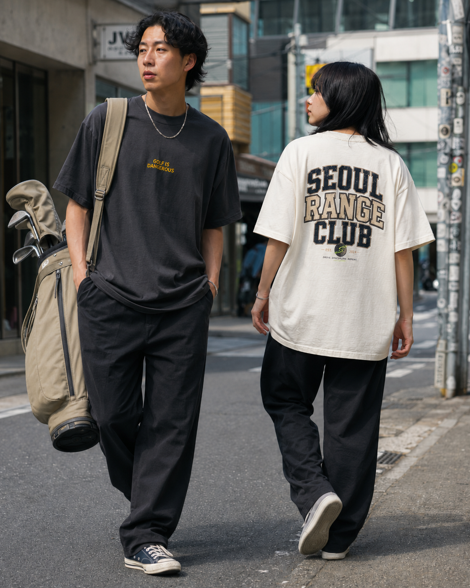 Golf Is Dangerous Embroidery - Oversized T-shirt