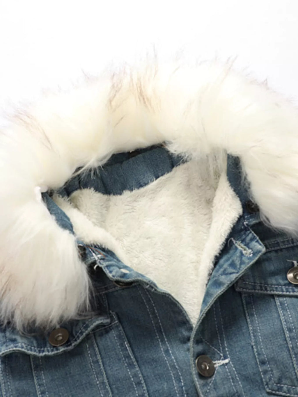 Men's Full Size Faux Fur Collar Denim Jacket Plus Size