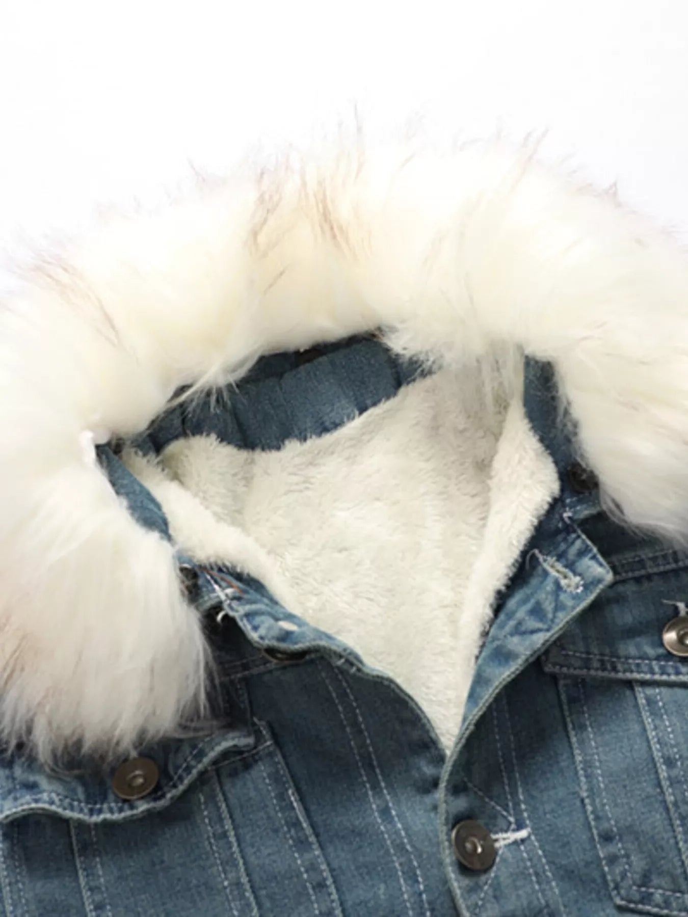 Men's Full Size Faux Fur Collar Denim Jacket Plus Size